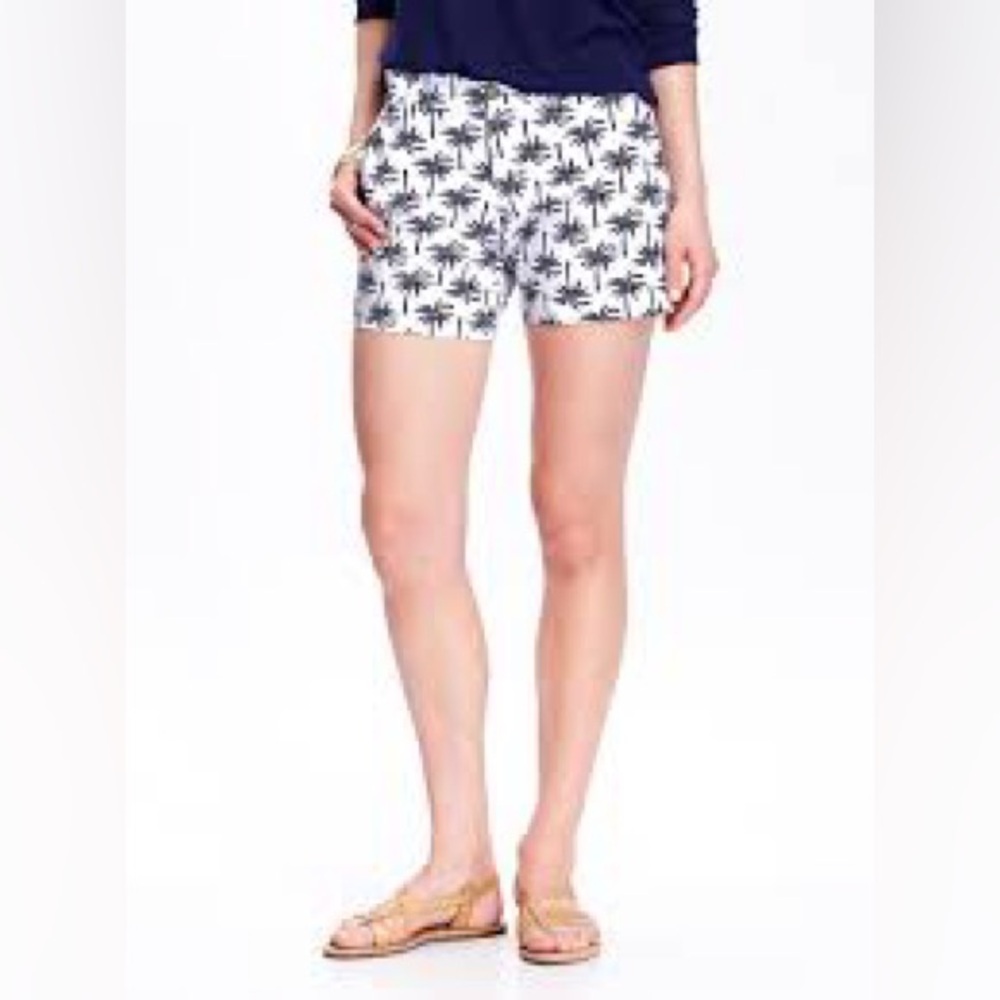 OLD NAVY Palm Tree Print Women's Shorts Blue White Size 6
